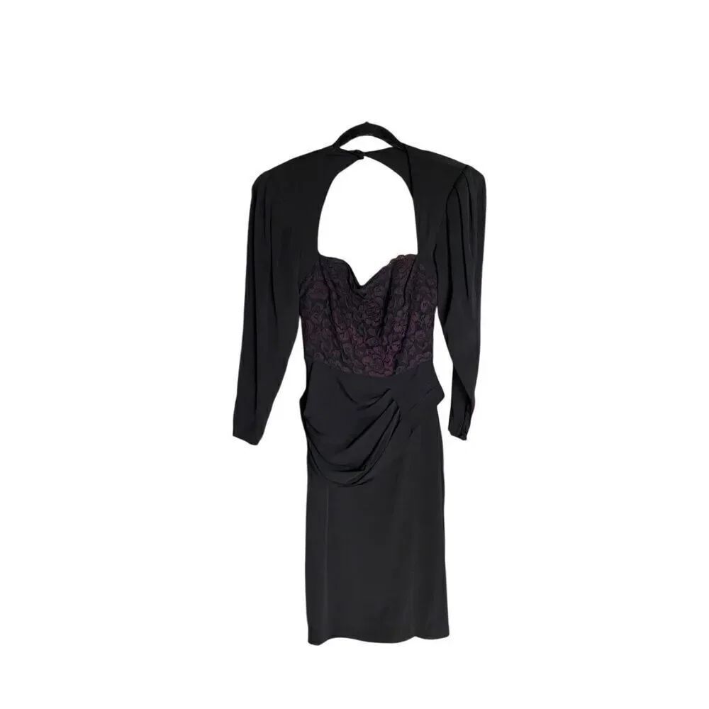 BB collections women’s vintage black and purple lace sheath dress size 4 